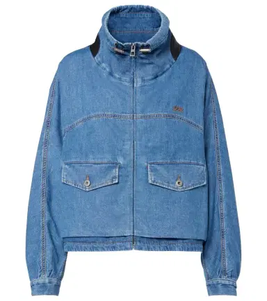 Loewe Leather-trimmed denim jacket | Thumbnail 1 Loewe Leather-trimmed denim jacket | Thumbnail 1