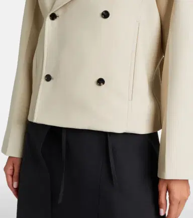 Bottega Veneta Intrecciato striped wool and cotton peacoat | Thumbnail 2