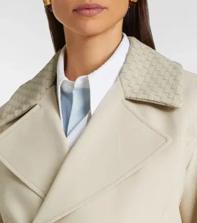 Bottega Veneta Intrecciato striped wool and cotton peacoat | Thumbnail 3