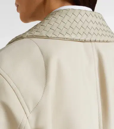 Bottega Veneta Intrecciato striped wool and cotton peacoat | Thumbnail 4