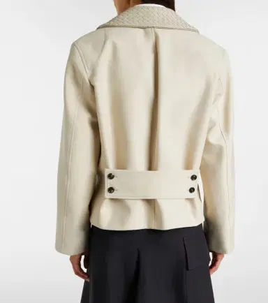Bottega Veneta Intrecciato striped wool and cotton peacoat | Thumbnail 6