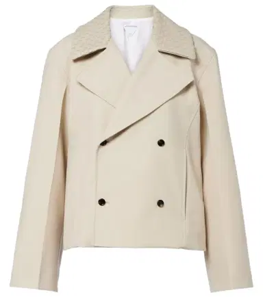 Bottega Veneta Intrecciato striped wool and cotton peacoat | Thumbnail 1