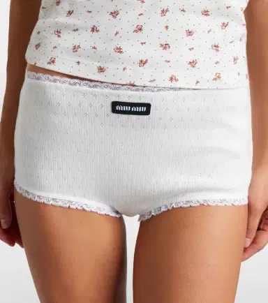 Miu Miu Pointelle cotton micro shorts | Thumbnail 4 Miu Miu Pointelle cotton micro shorts | Thumbnail 4