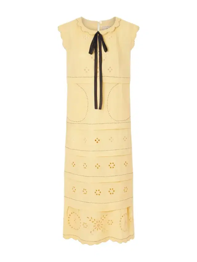 Vita Kin Kiki Tie-detailed Broderie Anglaise-trimmed Linen Midi Dress