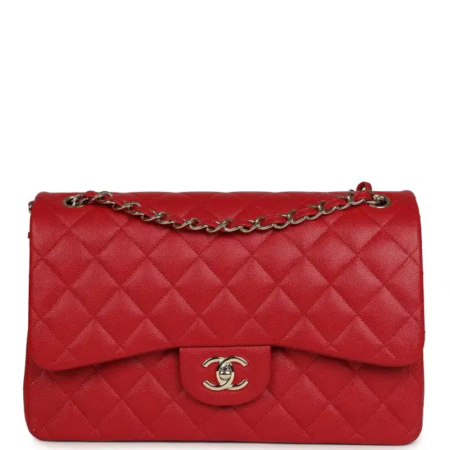 Chanel Chanel Jumbo Classic Double Flap Bag Red Shiny Caviar Gold Hardware