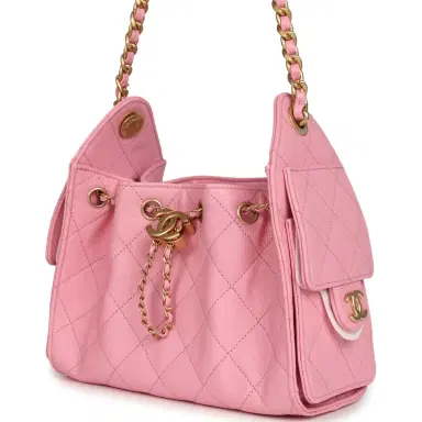 Chanel Chanel Mini 25 Hobo Bag Pink Caviar Antique Gold Hardware | Thumbnail 5