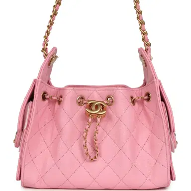 Chanel Chanel Mini 25 Hobo Bag Pink Caviar Antique Gold Hardware | Thumbnail 1