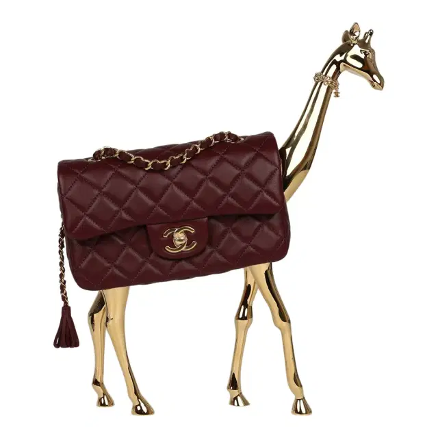Chanel Mini Classic Métiers D’Art "Giraffe" Rectangular Flap Bag Dark Burgundy Lambskin Gold Hardware