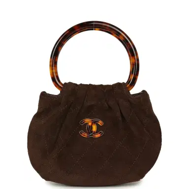 Chanel Chanel Mini Pouch Dark Brown Suede Tortoiseshell Hardware | Thumbnail 1 Chanel Chanel Mini Pouch Dark Brown Suede Tortoiseshell Hardware | Thumbnail 1