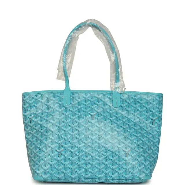 Goyard Goyardine Canvas Turquoise Artois PM Tote Palladium Hardware