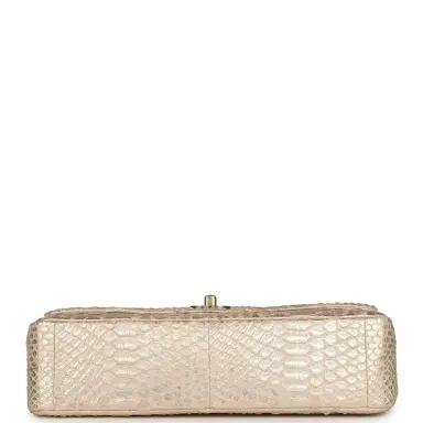 Chanel Pre-owned Chanel Medium Classic Double Flap Bag Light Pink, Silver Python Aged Bronze Hardware | Thumbnail 6 Chanel Pre-owned Chanel Medium Classic Double Flap Bag Light Pink, Silver Python Aged Bronze Hardware | Thumbnail 6