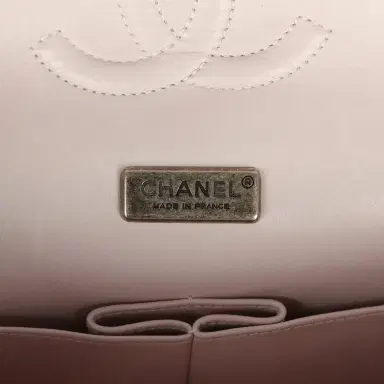 Chanel Pre-owned Chanel Medium Classic Double Flap Bag Light Pink, Silver Python Aged Bronze Hardware | Thumbnail 9 Chanel Pre-owned Chanel Medium Classic Double Flap Bag Light Pink, Silver Python Aged Bronze Hardware | Thumbnail 9
