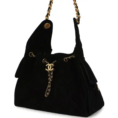 Chanel Pre-owned Chanel Small 25 Hobo Bag Black Suede Antique Gold Hardware | Thumbnail 5 Chanel Pre-owned Chanel Small 25 Hobo Bag Black Suede Antique Gold Hardware | Thumbnail 5