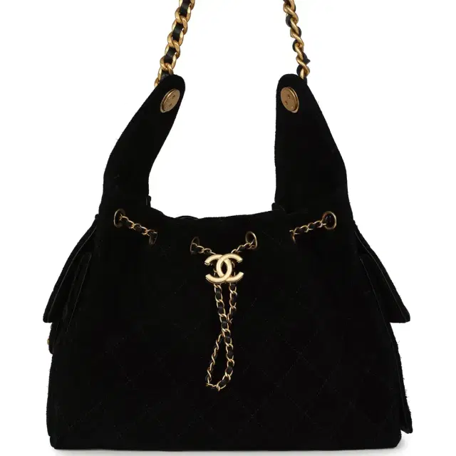 Chanel Pre-owned Chanel Small 25 Hobo Bag Black Suede Antique Gold Hardware