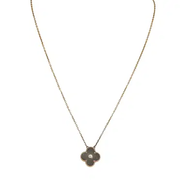 Van Cleef & Arpels Pre-owned Van Cleef & Arpels 2014 Holiday Vintage Alhambra Pendant Necklace Grey Mother of Pearl 18K Rose Gold and Diamond | Thumbnail 1 Van Cleef & Arpels Pre-owned Van Cleef & Arpels 2014 Holiday Vintage Alhambra Pendant Necklace Grey Mother of Pearl 18K Rose Gold and Diamond | Thumbnail 1