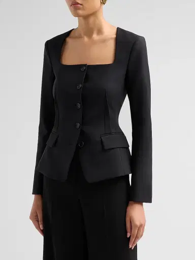 Simkhai Women's Marlowe Collarless Jacket - Black - Size 0 | Thumbnail 4