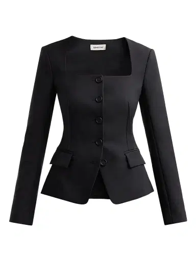 Simkhai Women's Marlowe Collarless Jacket - Black - Size 0 | Thumbnail 1