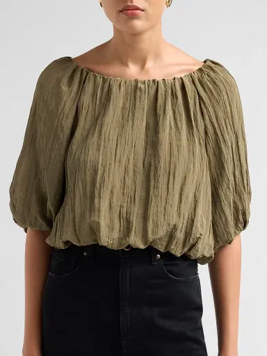 Simkhai Women's Anni Puff-Sleeve Crop Top | Thumbnail 5 Simkhai Women's Anni Puff-Sleeve Crop Top | Thumbnail 5