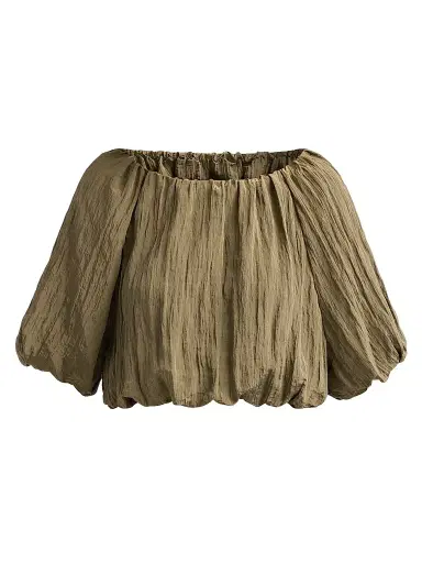 Simkhai Women's Anni Puff-Sleeve Crop Top - Sea Turtle - Size Small | Thumbnail 1 Simkhai Women's Anni Puff-Sleeve Crop Top - Sea Turtle - Size Small | Thumbnail 1