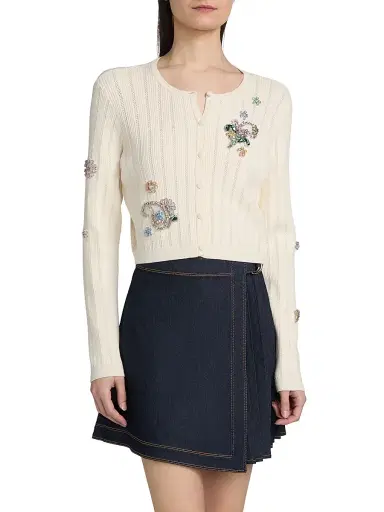 Cinq à Sept Women's Allison Embellished Cardigan - Ivory Multi - Size XL | Thumbnail 3 Cinq à Sept Women's Allison Embellished Cardigan - Ivory Multi - Size XL | Thumbnail 3