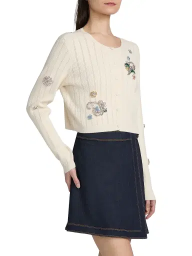 Cinq à Sept Women's Allison Embellished Cardigan - Ivory Multi - Size XL | Thumbnail 4 Cinq à Sept Women's Allison Embellished Cardigan - Ivory Multi - Size XL | Thumbnail 4