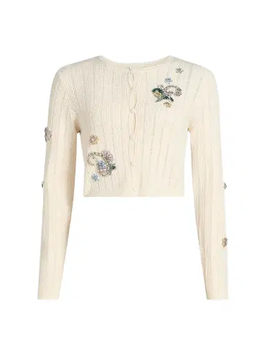 Cinq à Sept Women's Allison Embellished Cardigan - Ivory Multi - Size XL | Thumbnail 1 Cinq à Sept Women's Allison Embellished Cardigan - Ivory Multi - Size XL | Thumbnail 1