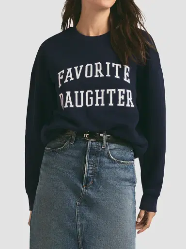 Favorite Daughter Women's Collegiate Cotton-Blend Sweatshirt - Navy - Size XS | Thumbnail 4 Favorite Daughter Women's Collegiate Cotton-Blend Sweatshirt - Navy - Size XS | Thumbnail 4