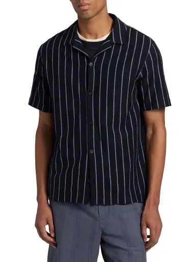 Vince Men's Striped Terry Cotton Cabana Shirt - Coastal Combo - Size XXL | Thumbnail 3 Vince Men's Striped Terry Cotton Cabana Shirt - Coastal Combo - Size XXL | Thumbnail 3