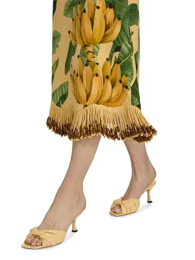 Farm Rio Women's Beaded Fringed Printed Linen-Blend Midi-Skirt - Yellow - Size XL | Thumbnail 6 Farm Rio Women's Beaded Fringed Printed Linen-Blend Midi-Skirt - Yellow - Size XL | Thumbnail 6