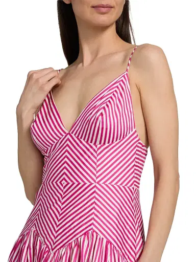 Farm Rio Women's Palm Tree Cutwork Striped Midi-Dress - Pink - Size XL | Thumbnail 6 Farm Rio Women's Palm Tree Cutwork Striped Midi-Dress - Pink - Size XL | Thumbnail 6
