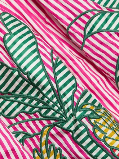 Farm Rio Women's Palm Tree Cutwork Striped Midi-Dress - Pink - Size XL | Thumbnail 7 Farm Rio Women's Palm Tree Cutwork Striped Midi-Dress - Pink - Size XL | Thumbnail 7
