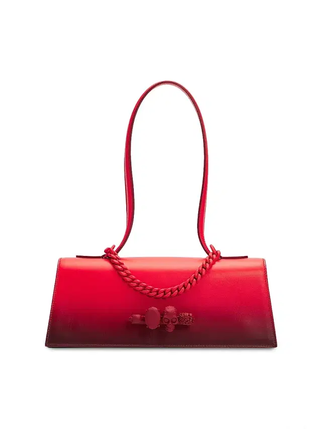 McQueen Women's Jeweled Ombré Leather Shoulder Bag - Powder