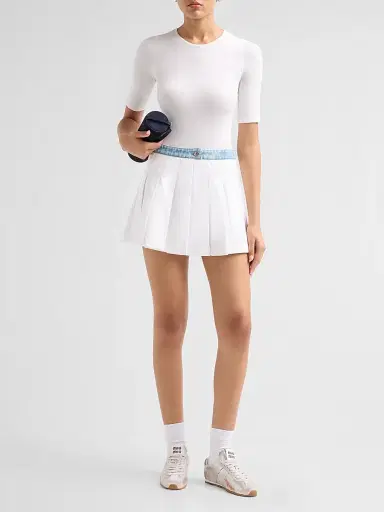 SEROYA Women's Kelsie Pleated Mini Skirt - White Coastline | Thumbnail 2