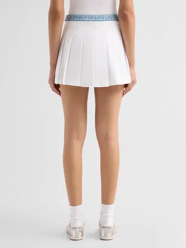 SEROYA Women's Kelsie Pleated Mini Skirt - White Coastline | Thumbnail 3