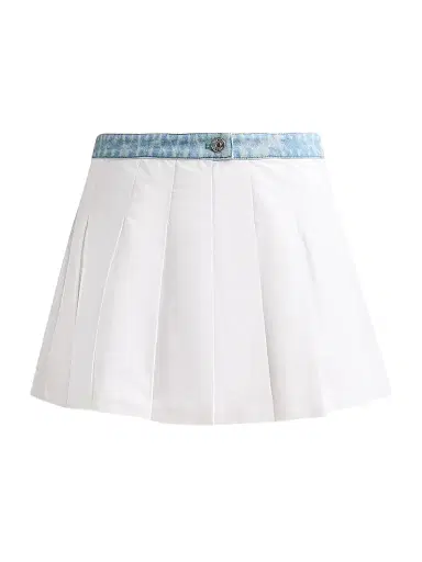 SEROYA Women's Kelsie Pleated Mini Skirt - White Coastline | Thumbnail 1