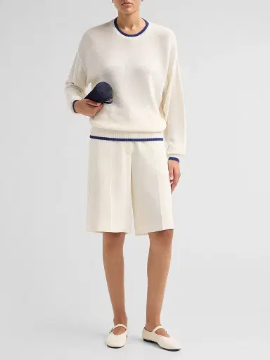 SEROYA Women's Kris Knit Crewneck Sweater - White Mariner Blue - Size XL | Thumbnail 2