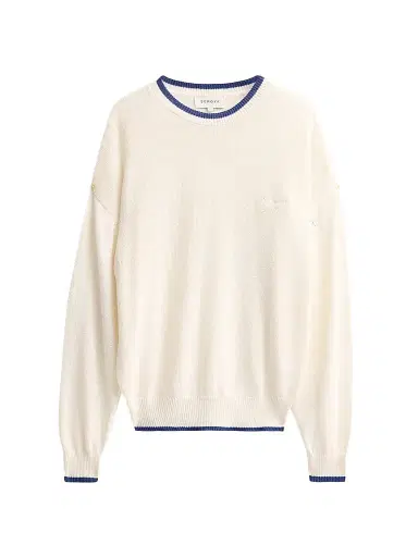 SEROYA Women's Kris Knit Crewneck Sweater - White Mariner Blue - Size XL | Thumbnail 1
