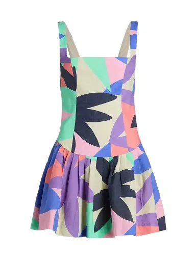 Ramy Brook Women's Everleigh Kaleidoscope Linen-Cotton Mini Dress - Palm Linen - Size 12 | Thumbnail 1 Ramy Brook Women's Everleigh Kaleidoscope Linen-Cotton Mini Dress - Palm Linen - Size 12 | Thumbnail 1