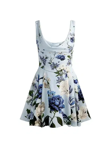 Alice + Olivia Women's Estrella Floral Flare Mini Dress | Thumbnail 1 Alice + Olivia Women's Estrella Floral Flare Mini Dress | Thumbnail 1