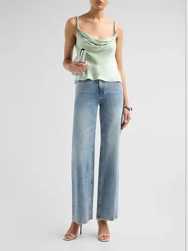 Alice + Olivia Women's Monique Cowlneck Satin Tank - Dark Fern - Size XL | Thumbnail 2