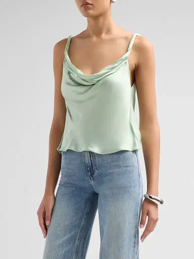 Alice + Olivia Women's Monique Cowlneck Satin Tank | Thumbnail 4