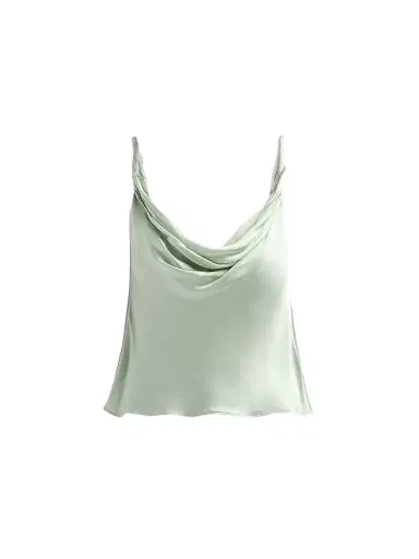 Alice + Olivia Women's Monique Cowlneck Satin Tank - Dark Fern - Size XL | Thumbnail 1
