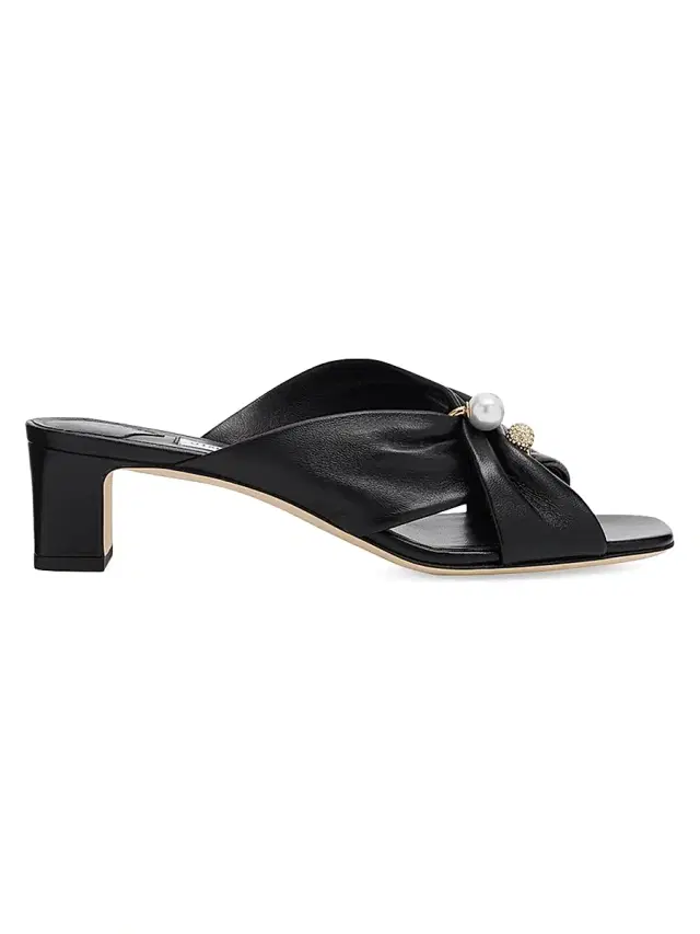 Jimmy Choo Women's Rafi 45MM Leather Sandals - Black