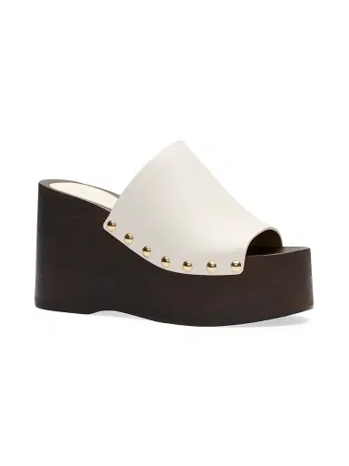 Stuart Weitzman Women's Kate 100MM Leather Clog Slide Sandals - Cream - Size 9.5 | Thumbnail 2 Stuart Weitzman Women's Kate 100MM Leather Clog Slide Sandals - Cream - Size 9.5 | Thumbnail 2