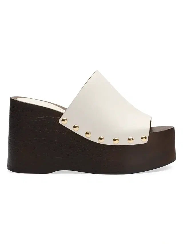 Stuart Weitzman Women's Kate 100MM Leather Clog Slide Sandals - Cream