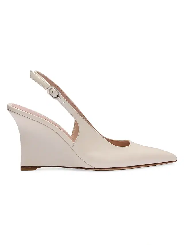 Women's Vinnie 85MM Leather Wedge Slingback Pumps - Linen