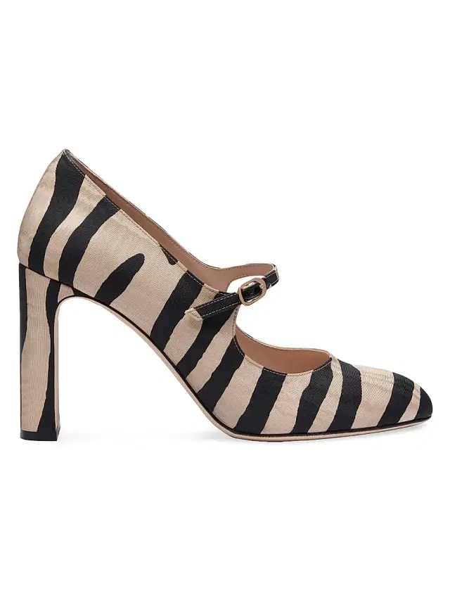 Women's Babette 85MM Zebra-Print Mary Janes - Cream Smoke