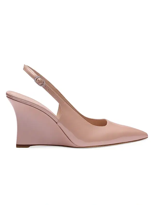 Stuart Weitzman Women's Vinnie 85MM Leather Wedge Slingback Pumps - Blushful