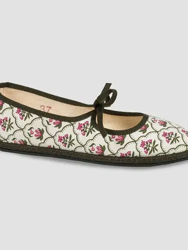 Vibi Venezia Women's Brigitte Lotus Embroidered-Cotton Mary Janes - Lotus - Size 12 | Thumbnail 3