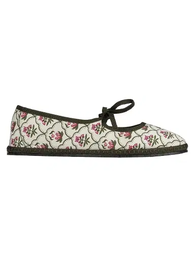 Vibi Venezia Women's Brigitte Lotus Embroidered-Cotton Mary Janes - Lotus - Size 12 | Thumbnail 1